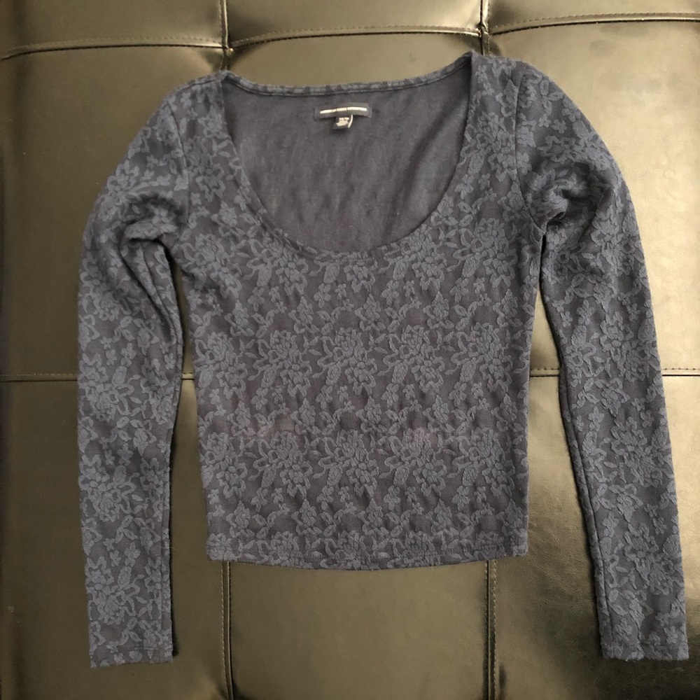 American Eagle Lace Long Sleeve Crop Top